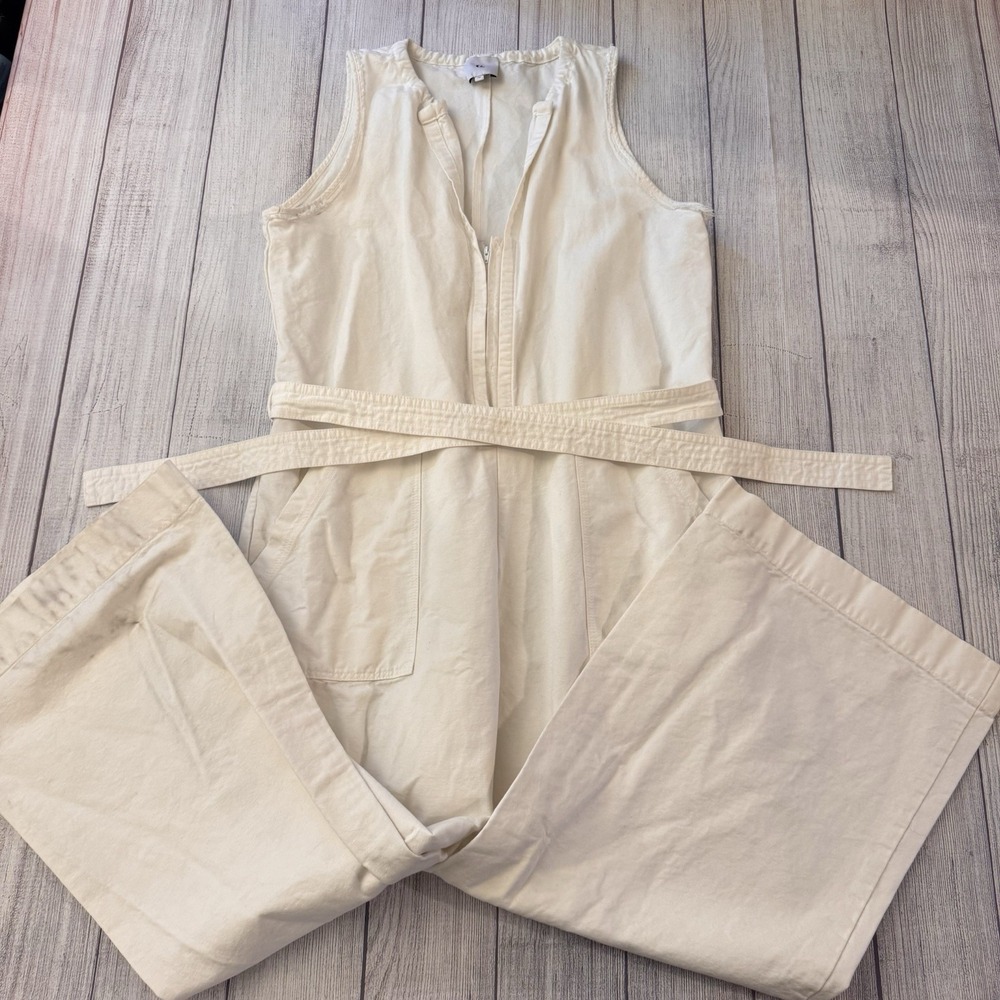 G. Label By Goop‎ Made In Italy Cotton Wide Leg Belted Jumpsuit Size 12